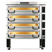 PizzaMaster PM112 42-inch electric deck pizza oven, four deck stainless steel configuration on casters