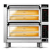 PizzaMaster PM550 21-inch countertop pizza oven, double stacked chambers each fitted with a middle rack