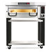 PizzaMaster PM72 electric 28-inch wide single deck pizza oven on a black and stainless steel stand with casters