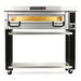 PizzaMaster PM73 electric 42-inch wide single deck pizza oven on a black and stainless steel stand with casters