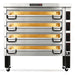 PizzaMaster PM93 54-inch electric deck pizza oven, four deck stainless steel configuration on casters