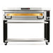 PizzaMaster PM93 54-inch electric deck pizza oven, single wide deck on black stand with lower shelf and casters