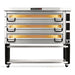 PizzaMaster PM94 72-inch electric deck pizza oven, triple deck configuration on stand with lower shelf