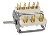 Potis ES-SW 7 speed rotary switch for electric shawarma broilers, white ceramic body with brass terminals and shaft