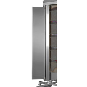 Potis GD Series heat deflector for shawarma broilers, tall stainless steel shield panel shown on the side of a broiler