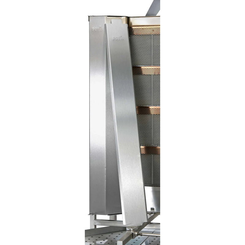 Potis RS-MU-GD Series cleaning tray for shawarma broilers, stainless steel piece shown fitted to the side of a broiler