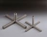 Potis stainless steel cross bases for shawarma skewers, two sizes of four-arm X-shaped bases with centre sockets