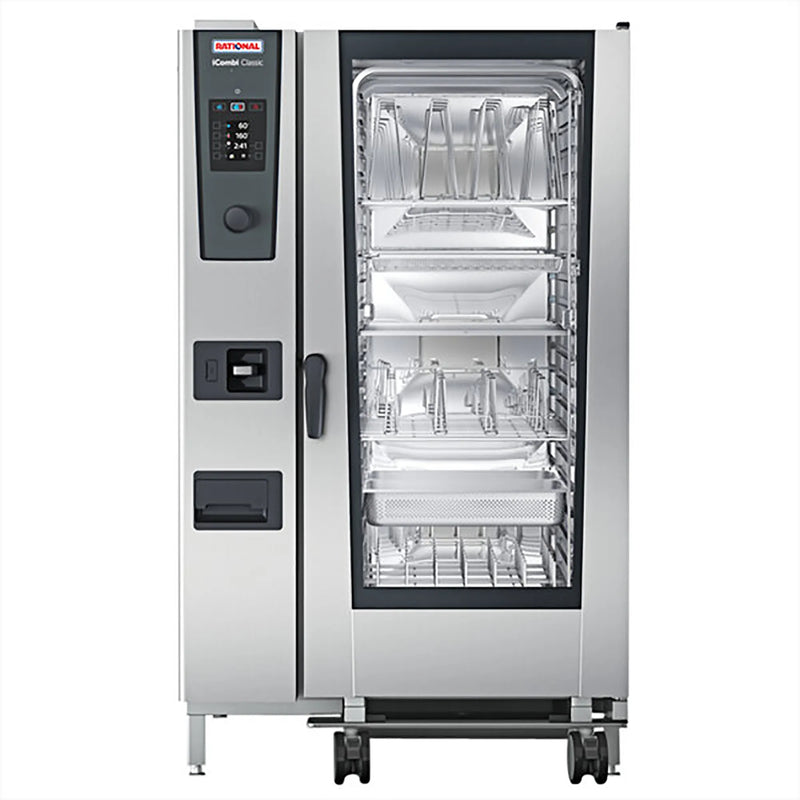 Rational iCombi Classic 20 full size natural gas or propane floor combi oven with manual controls and glass door