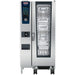 Rational iCombi Pro 20 half size natural gas or propane floor combi oven with blue touchscreen and roll-in rack