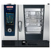 Rational iCombi Pro 6 half size natural gas or propane combi oven, front view with blue touchscreen and glass door