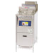 Refurbished Broaster 1800E electric pressure fryer in stainless steel with 42 lb capacity and control panel, front view