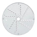 Robot Coupe grater disc for Expert food processors with raised grating holes in five straight rows, top view