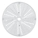 Robot Coupe grater disc for Expert food processors with larger round perforations in radial rows, top view
