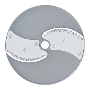 Robot Coupe ripple disc for Expert food processors, aluminum disc with two wavy stainless steel blades, top view