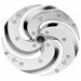 Robot Coupe slicing disc for Expert food processors, stainless steel with four curved smooth blades, top view