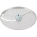 Robot Coupe slicing disc for Essential food processors, stainless steel disc with grey hub and single blade, top view