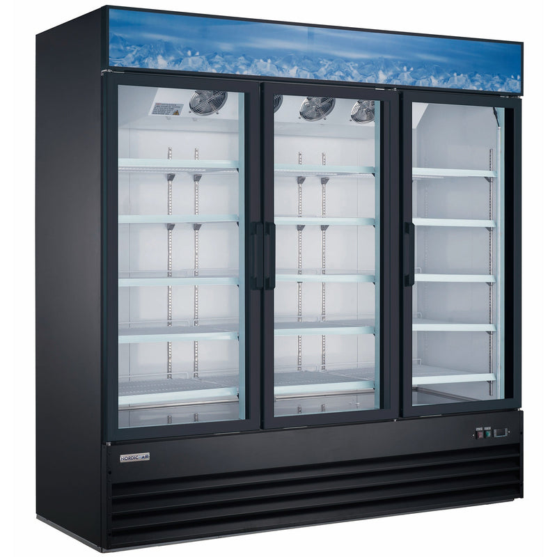 **SCRATCH & DENT** Nordic Air GFM-78 Triple Swing Glass Door 78" Wide Display Freezer-Phoenix Food Equipment