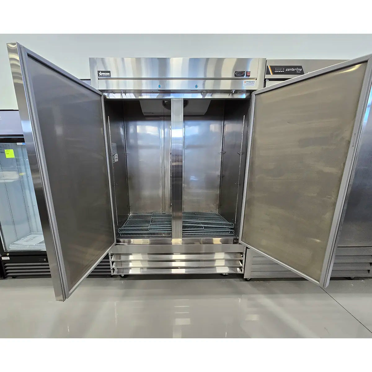 **SCRATCH & DENT** Omcan 50026 Double Solid Door 54" Wide Stainless Steel Refrigerator-Phoenix Food Equipment