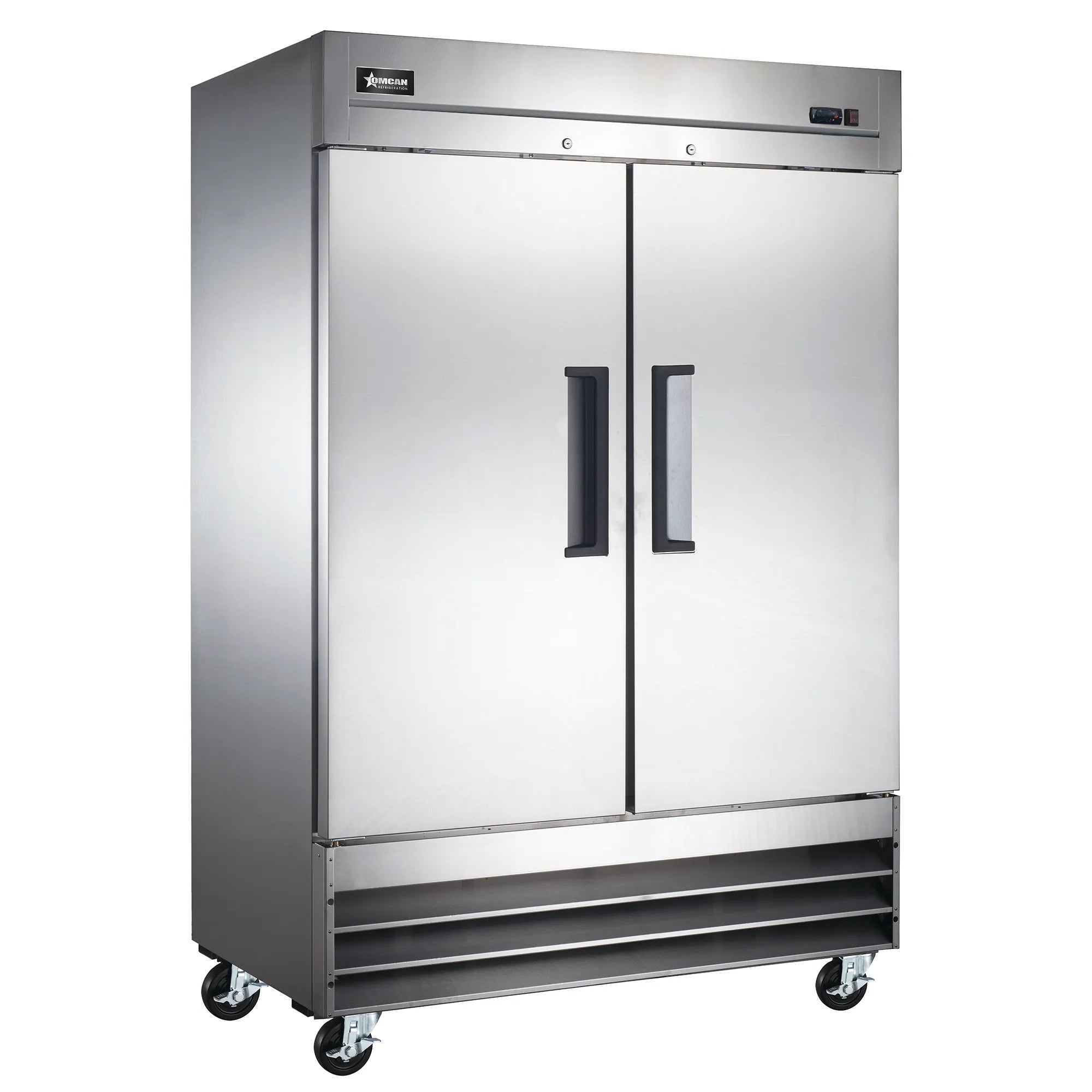 **SCRATCH & DENT** Omcan 50026 Double Solid Door 54" Wide Stainless Steel Refrigerator-Phoenix Food Equipment