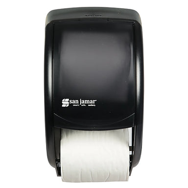 San Jamar R3500TBK Compact Double Roll Standard Toilet Tissue Dispenser-Phoenix Food Equipment
