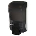 San Jamar S1300TBK manual liquid hand soap dispenser, 1300ml, black pearl cover with large push button, angled view