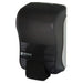 San Jamar S900TBK manual liquid hand soap dispenser, 900ml, black pearl cover with large push button, angled view