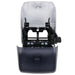 San Jamar T1100TBK lever handle paper towel dispenser with black cover open, showing the two roll holders inside