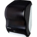 San Jamar T1400TBK black pearl touchless roll paper towel dispenser with IQ sensor, angled side view