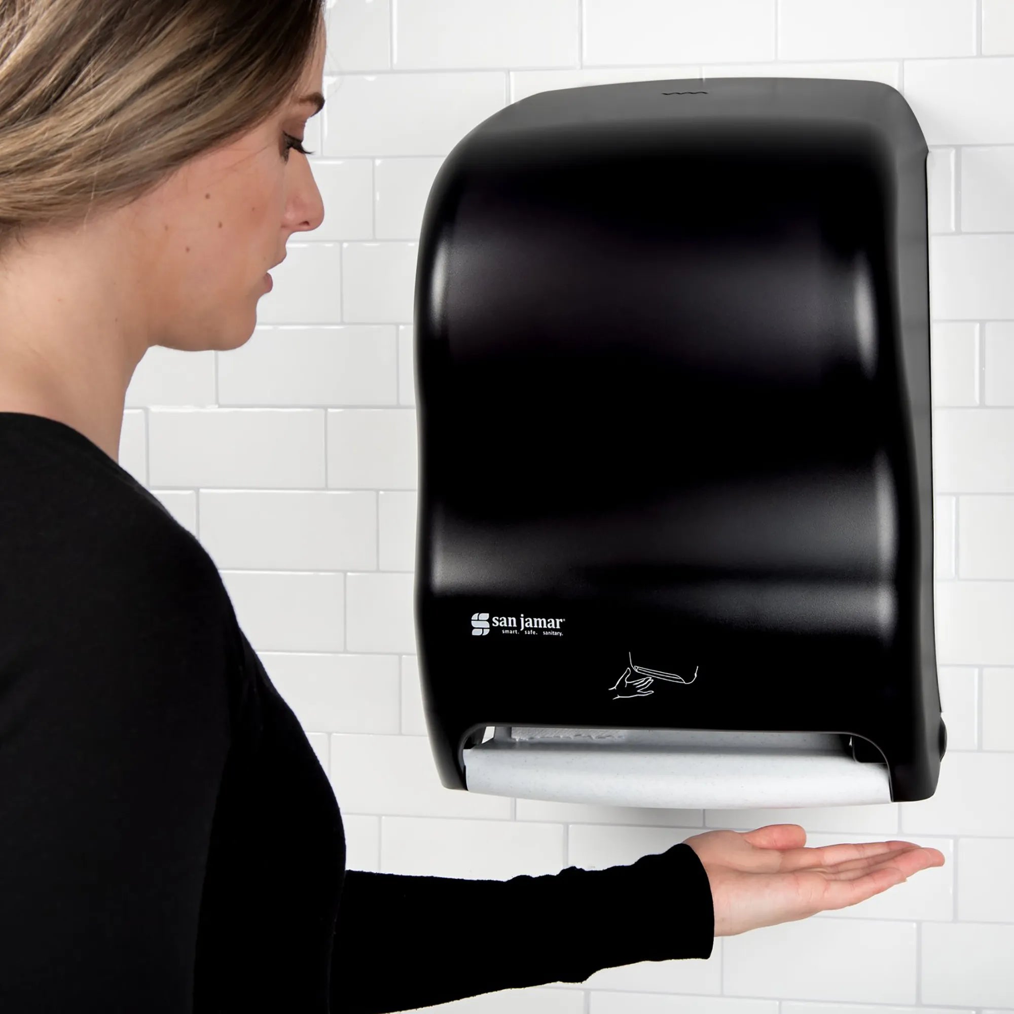 San Jamar T1400TBK Touchless Roll Paper Towel Dispenser with IQ Sensor-Phoenix Food Equipment