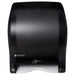 San Jamar T8400TBK compact touchless roll paper towel dispenser with sensor in black pearl translucent finish, front view