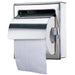 Sanital SN-261SS single toilet paper dispenser in polished stainless steel with hinged hood and roll, front view