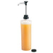 Server 88180 Eco food container pump installed on a clear bottle of orange syrup, shown with the removed black cap