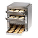 Star-Holman DT14 dual conveyor toaster in stainless steel with two loading levels of bread and toast in the front tray