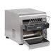 Star-Holman QCS1-350 compact conveyor toaster in stainless steel with wire loading rack and pull-out tray, angled view