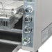 Star-Holman QCS3-1400BH conveyor toaster, close-up of the side control panel knobs and conveyor loading rack