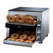 Star-Holman QCS3-1600B compact toaster in stainless steel with 3-inch opening, toasting bagels with toasted bagels below