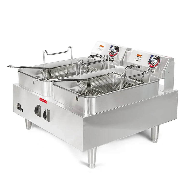 Star-Max 530TF Heavy Duty Electric Counter Top Double Well Deep Fryer - 208V, 30LBS Total Capacity-Phoenix Food Equipment