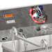 Star-Max 530TF electric deep fryer, close-up of the temperature dial, power light and basket hanger rod