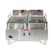 Star-Max 530TF electric countertop double well deep fryer, stainless steel front view with two fry baskets
