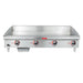 Star-Max 548TGF 48-inch heavy duty electric griddle, front view of the wide steel cooking plate and four knobs