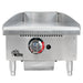 Star-Max 615TF 15-inch natural gas or propane thermostatic griddle, front view of the control knob and steel plate