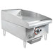 Star-Max 615TF 15-inch natural gas or propane thermostatic griddle, stainless steel body angled right with grease tray