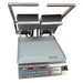 Star Pro-Max PGT14D split top ribbed panini grill with both lids open showing grooved plates and dual digital controls