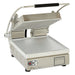 Star Pro-Max PST14 heavy duty flat panini grill with lid raised, smooth cooking plates and stainless steel base