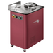 Sunmix Moon1000 dough ball rounder in red with stainless steel top, control buttons and casters, angled view