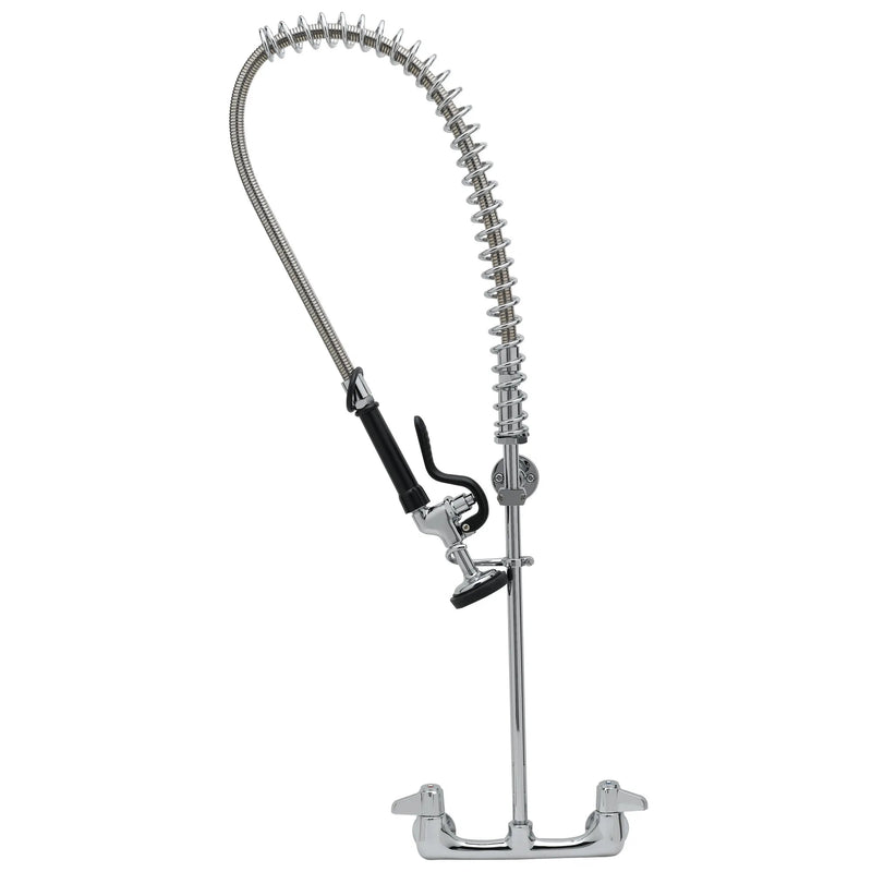 T&S Brass 5PR-8W00 Equip Line wall mount pre-rinse faucet in chrome with spring hose and spray valve, no spout