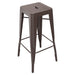 Tarrison Amelia all-weather stackable backless metal stool in bronze brown with footrest rungs, first size option