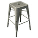 Tarrison Amelia all-weather stackable backless metal stool in brushed silver with footrest rungs, first size option