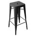 Tarrison Amelia all-weather stackable backless metal stool in matte black with footrest rungs, second size option