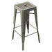 Tarrison Amelia all-weather stackable backless metal stool in brushed silver with footrest rungs, second size option